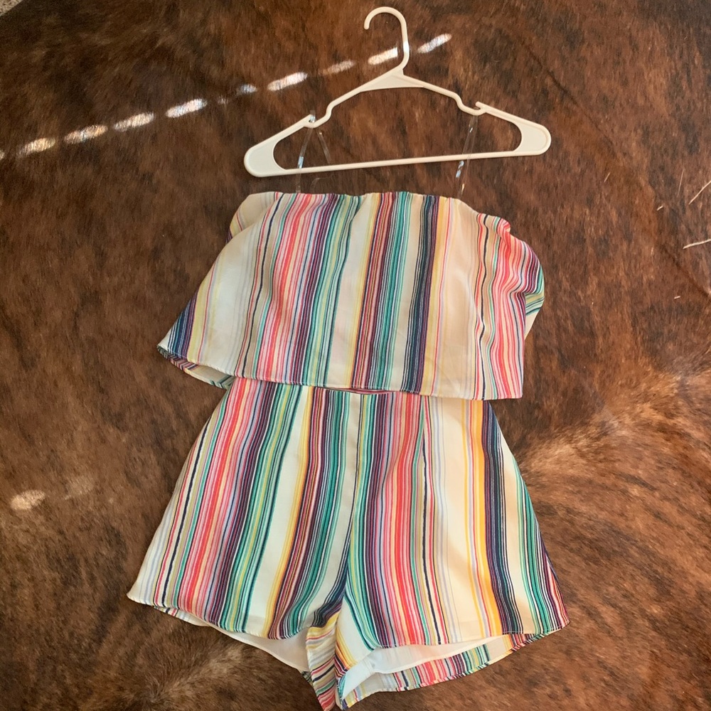 Striped Romper strapless